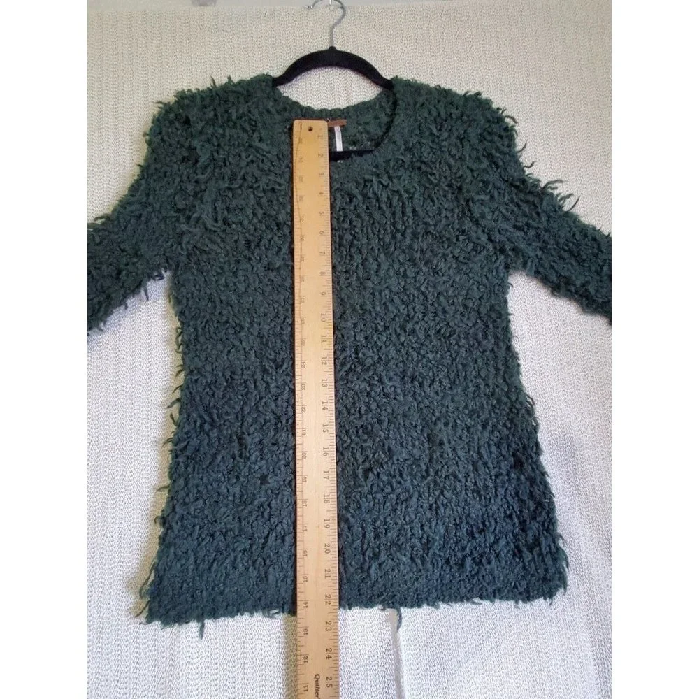 Free People Forest Green Textured Crewneck Sweater